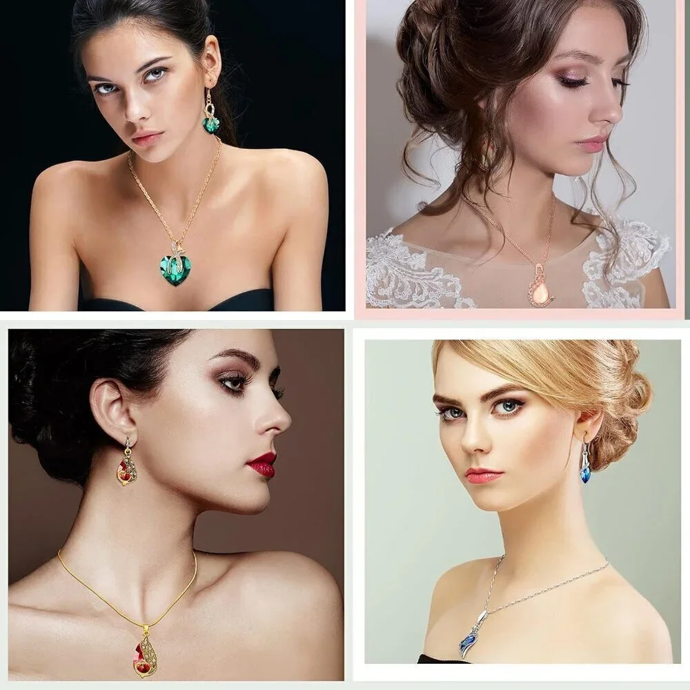 4-Piece Peacock Jewelry Set for Women - Crystal Necklace & Earrings for Gifts